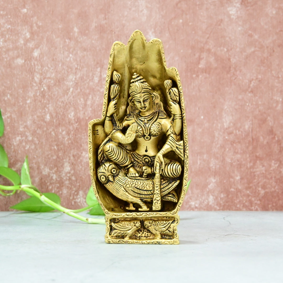 Goddess Lakshmi Brass Statue Idol in Hand Small Size Maa Laxmi Murti Sitting on Owl Handcarfted collection Showpiece Home Decor