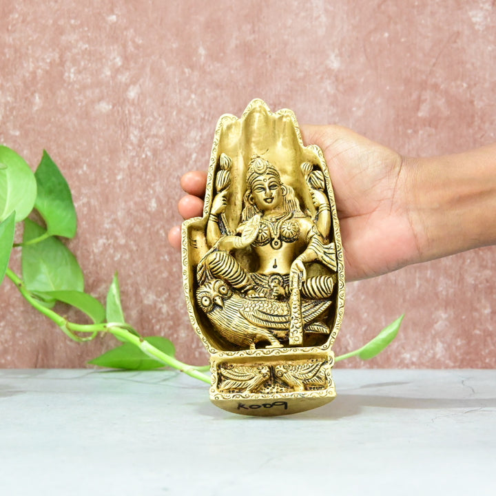 Goddess Lakshmi Brass Statue Idol in Hand Small Size Maa Laxmi Murti Sitting on Owl Handcarfted collection Showpiece Home Decor