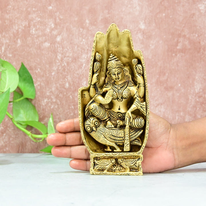 Goddess Lakshmi Brass Statue Idol in Hand Small Size Maa Laxmi Murti Sitting on Owl Handcarfted collection Showpiece Home Decor