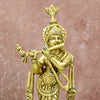 Brass Krishna Idol Murti Big size (11 Inch) Lord Shri Krishnan Statue with Flute standing for Home Decor Showpiece Hall Gifting