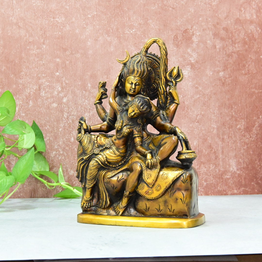 Brass Shiv Parvati Idol big size (11 Inch) Shiva Parwati Dancing Statue Home Decor Showpiece Gift Tv Unit Living room