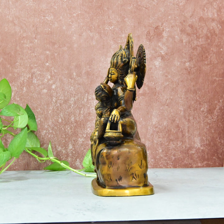 Brass Shiv Parvati Idol big size (11 Inch) Shiva Parwati Dancing Statue Home Decor Showpiece Gift Tv Unit Living room