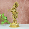 Brass Krishna Murti Big size Idol (14 Inch) Lord Shree Krishnan Statue with Flute standing for Home Decor House warming Gift Show piece