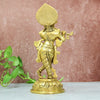 Brass Krishna Murti Big size Idol (14 Inch) Lord Shree Krishnan Statue with Flute standing for Home Decor House warming Gift Show piece