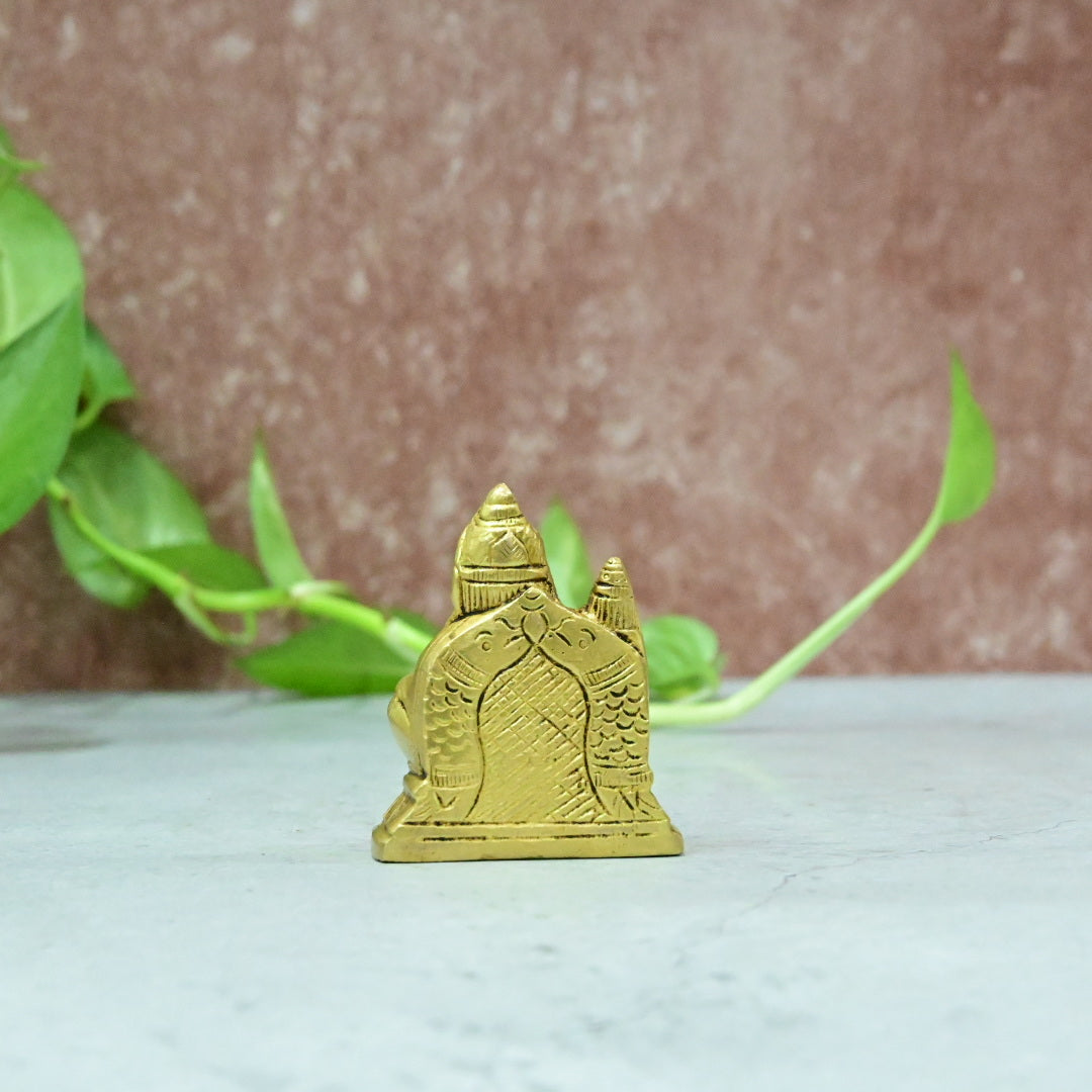 Brass Kuber Idol Small size (2.5 Inch) Kubera Statue Murti for Vastu Puja room Lord Kuberudu Sitting for Home Pooja Mandir