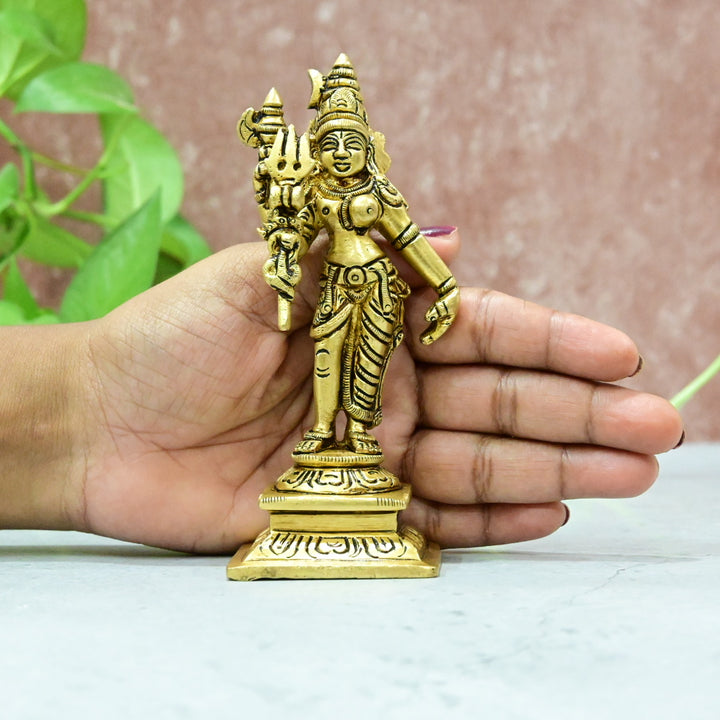 Handmade Brass Arthanareeswarar Idol, Half Shivan Half Parvati Hindu God Ardhanarishwara brass siva Statue Lord Shiva