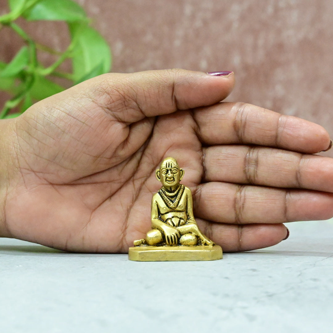 Shree Swami Samartha Brass Murti Small Size (2 Inch) Sri Samarth Statue Idol for Daily Puja Home Office Temple Mandir Pooja Room