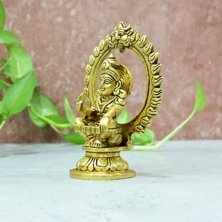 Brass Ayyappa Statue Small Size (5.5 Inch) Lord Ayyappan Idol Sabarimala Ayappa Swamy Pooja Murti Puja Home