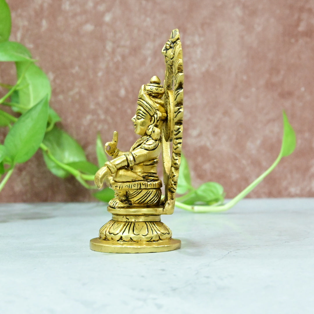 Brass Ayyappa Statue Small Size (5.5 Inch) Lord Ayyappan Idol Sabarimala Ayappa Swamy Pooja Murti Puja Home