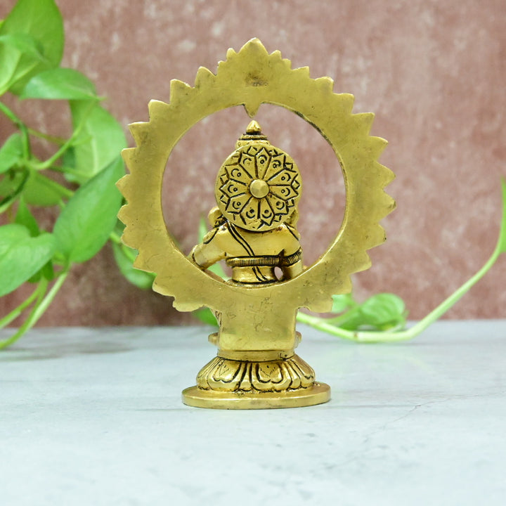 Brass Ayyappa Statue Small Size (5.5 Inch) Lord Ayyappan Idol Sabarimala Ayappa Swamy Pooja Murti Puja Home