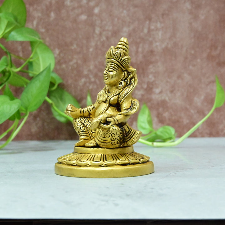 Brass kuber murti lord kubera idol statue (4.5