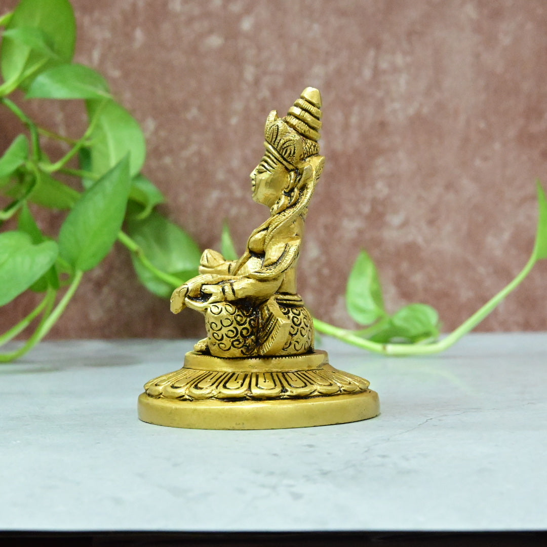 Brass kuber murti lord kubera idol statue (4.5") small size for vastu home decor shop pooja money wealth