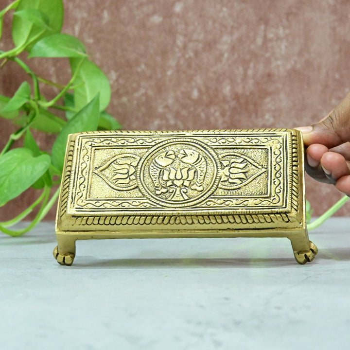 Chowki stool small size for God Idols set Brass Pooja Mandir (3 x 5.5) Statue Murti Home temple Puja room Decor Hall Living Room