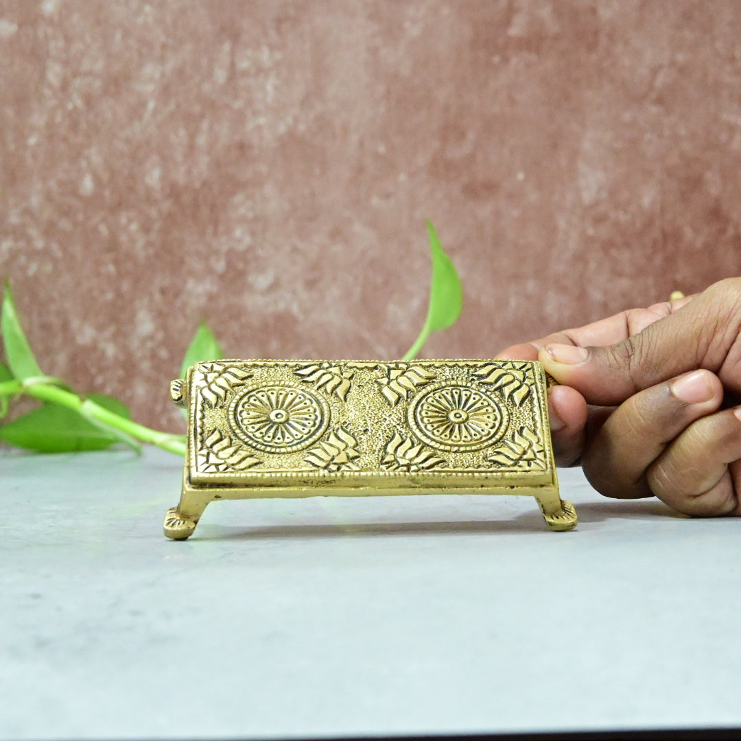 Brass Chowki Stool small size for God Idols set Pooja Mandir (2 x 4) Statue Murti Home temple Puja room Decor Hall Living Room