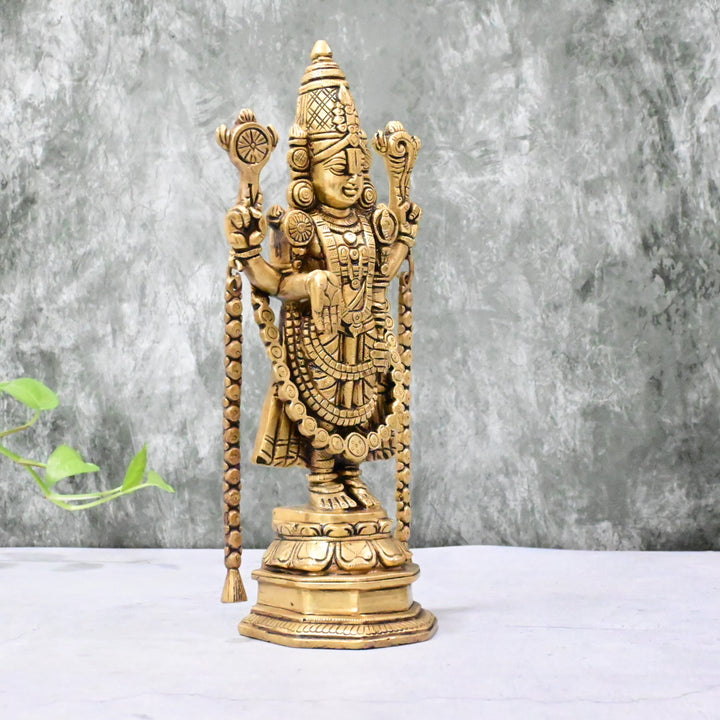 Brass Tirupati Balaji Idol Big size (11 Inch) Lord Venkateshwara Swamy Standing Statue Murti for pooja home decor