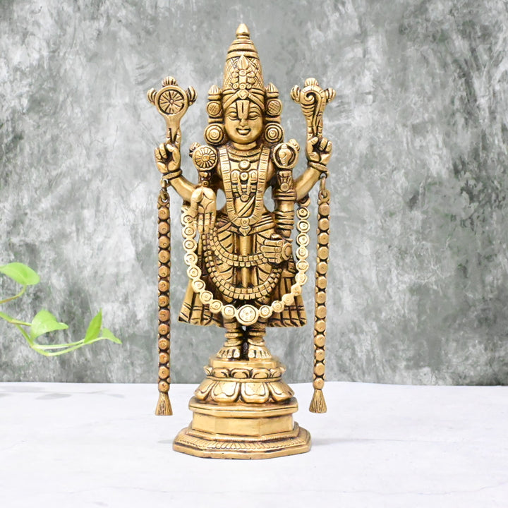 Brass Tirupati Balaji Idol Big size (11 Inch) Lord Venkateshwara Swamy Standing Statue Murti for pooja home decor