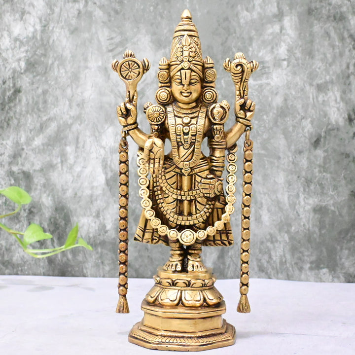 Brass Tirupati Balaji Idol Big size (11 Inch) Lord Venkateshwara Swamy Standing Statue Murti for pooja home decor