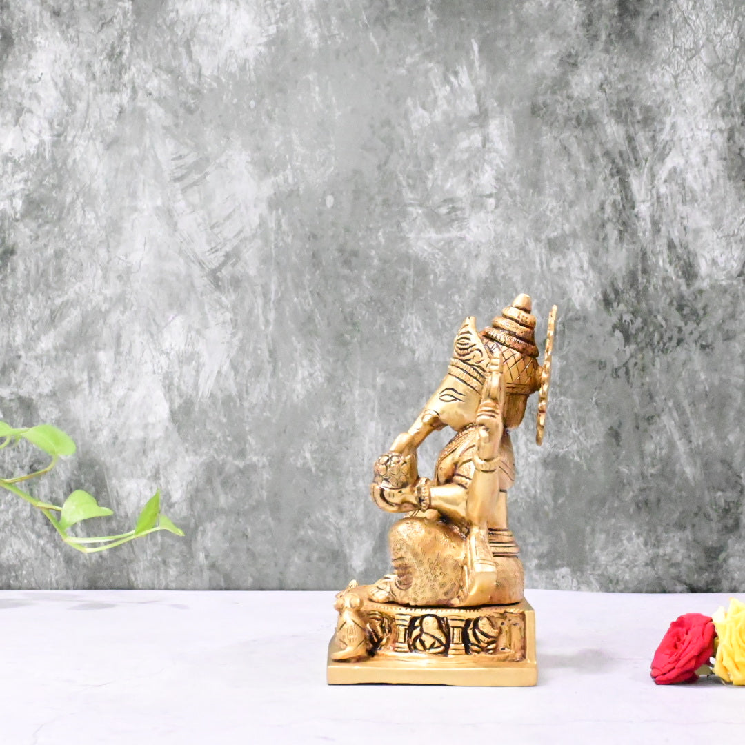 Brass Ganesha Murti Big Size for Pooja Home Decor (7 Inch) Lord Ganesh murti Asta Ganapati Statue Hand made