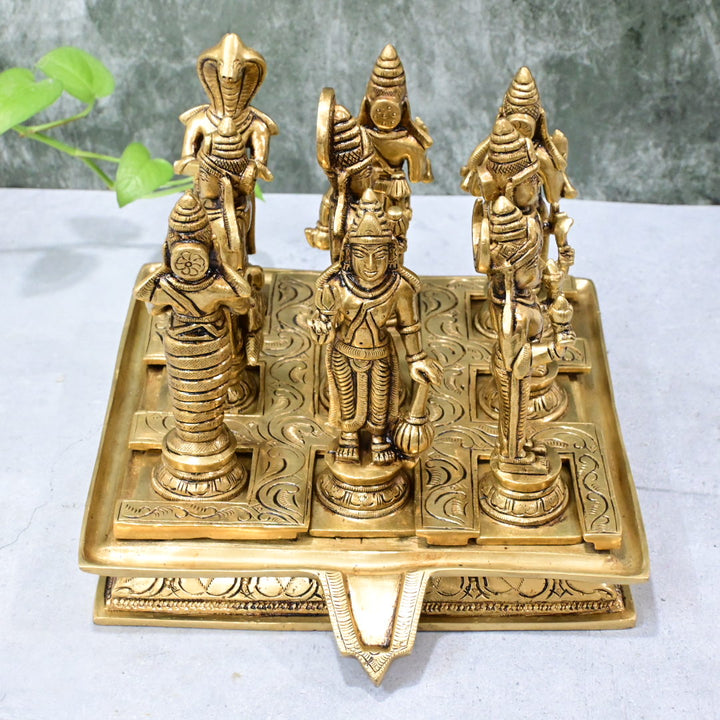 Navagraha brass idols set (6.6 Kg) Navagrah idols set made in brass with base for Home decor Vastu Pooja