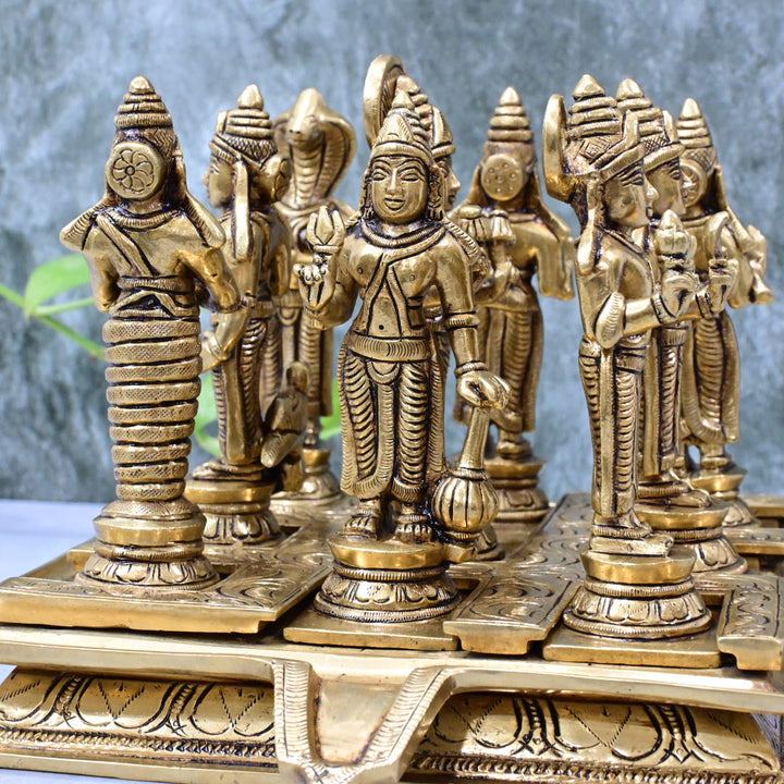 Navagraha brass idols set (6.6 Kg) Navagrah idols set made in brass with base for Home decor Vastu Pooja