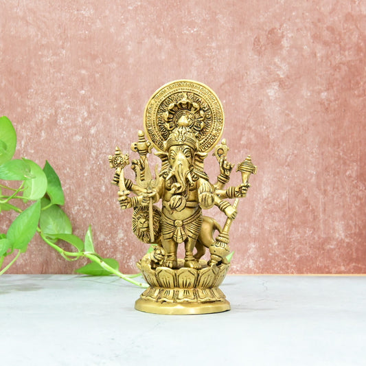 Drishti ganapathi idol (9") Brass Drishti ganesha for entrance to home door house