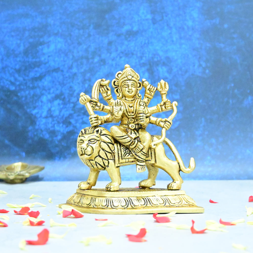 Durga devi brass idol (5 Inch) Brass maa durga murti for home puja (Dussehra puja Durga Ji Mata)