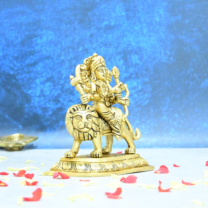 Durga devi brass idol (5 Inch) Brass maa durga murti for home puja (Dussehra puja Durga Ji Mata)