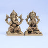 Ganesha and Lakshmi Brass Idols for Puja (3 Inch) Lakshmi ganesh murti for Diwali