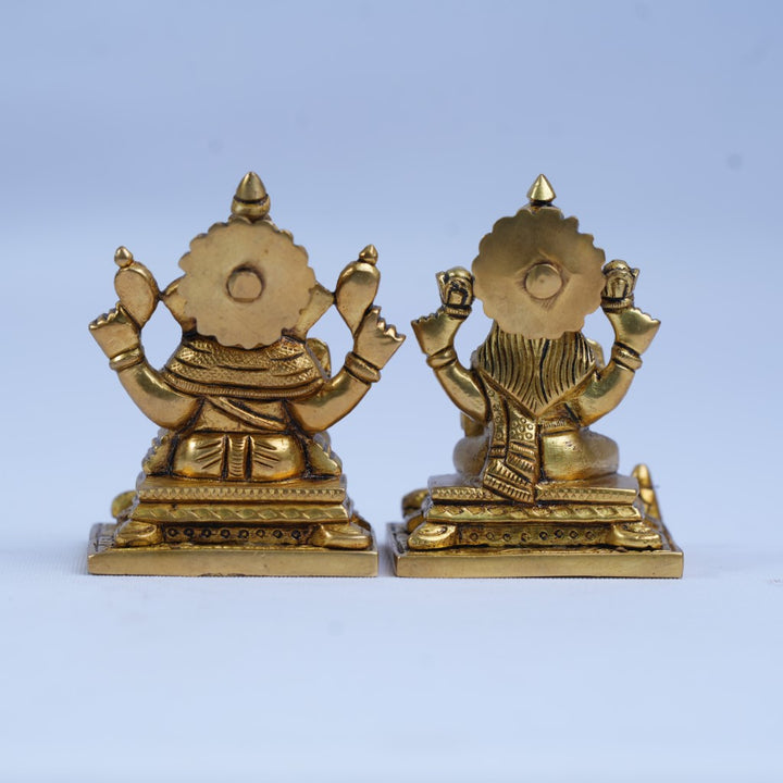 Ganesha and Lakshmi Brass Idols for Puja (3 Inch) Lakshmi ganesh murti for Diwali