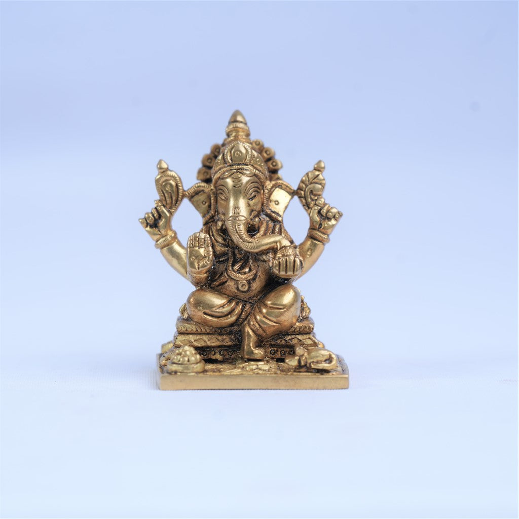 Ganesha and Lakshmi Brass Idols for Puja (3 Inch) Lakshmi ganesh murti for Diwali