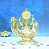 Gayatri devi idol brass small size (6 Inch) Gayatri mata murti sitting on swan for Puja Home decor