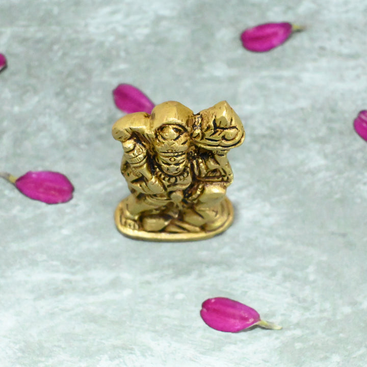 Hanuman ji murti mini size (2 Inch) Brass Hanuman Idol small for Pooja room, Puja Mandir, Car Dashboard