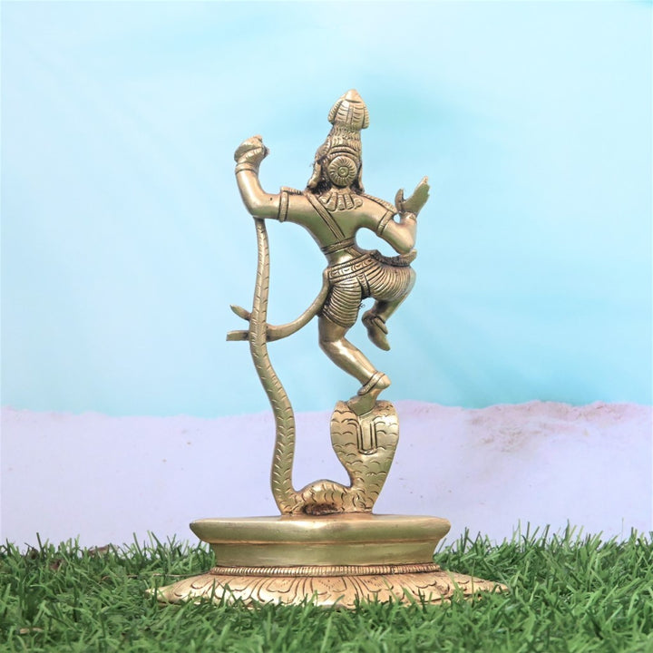 Kalinga Narthana Krishna Idol (8 Inch, 1 kg) Brass kalinga krishna dancing statue home decor