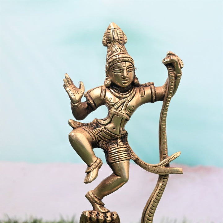 Kalinga Narthana Krishna Idol (8 Inch, 1 kg) Brass kalinga krishna dancing  statue home decor