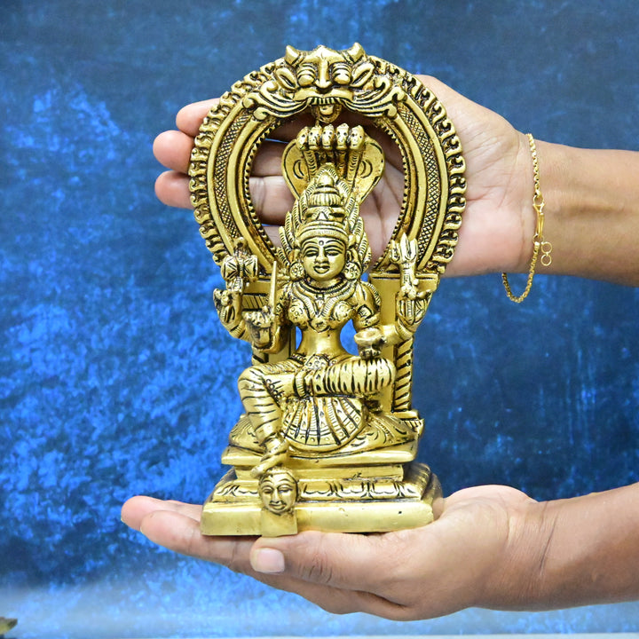 Karumariamman brass idol (7.5 Inch, 1.5 Kg) Karumari amman statue (Mariamman silai small size) for Puja Home decor