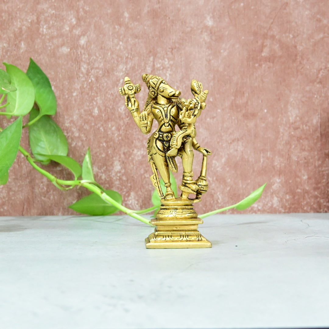 Lakshmi Hayagreevar Brass Idol Standing Big size (5 Inch) Lakshmi Hayagrivar Statue Laxmi Hayagriva Murti for Pooja Home Decor