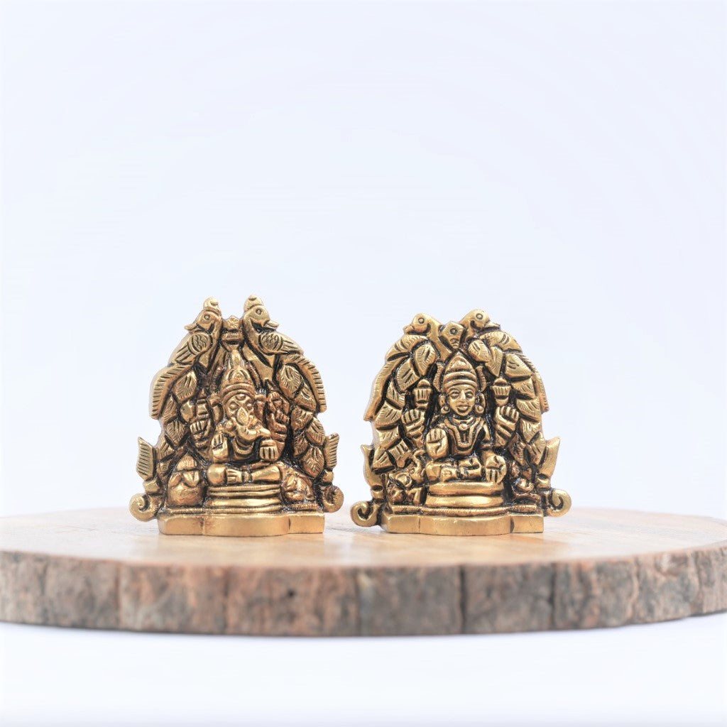 Lakshmi ganapathi idol set brass (2.5") laxmi ganesh murti small size pair for diwali pooja