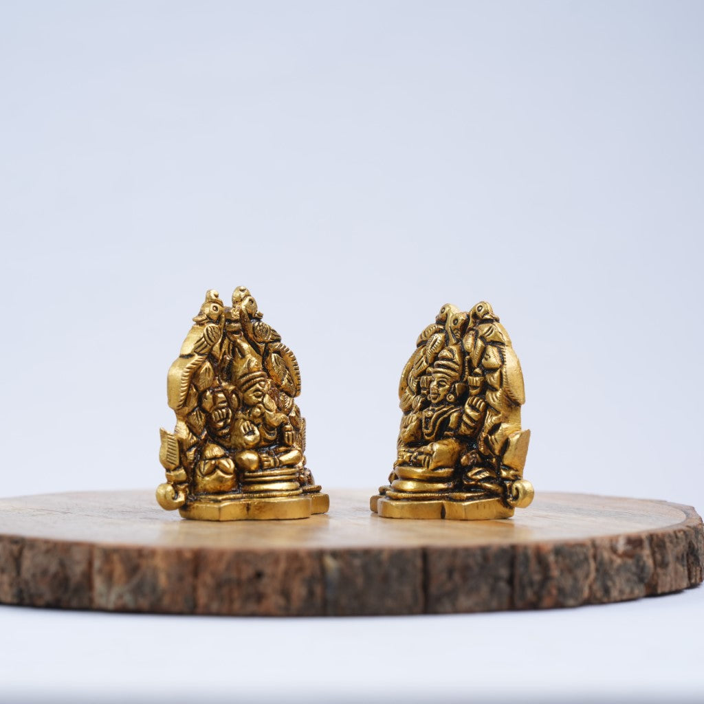 Lakshmi ganapathi idol set brass (2.5") laxmi ganesh murti small size pair for diwali pooja