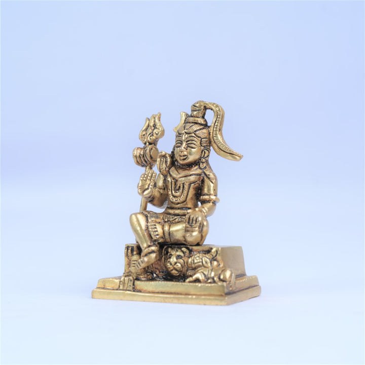 Lord Shiva Idol small for desk (4 Inch, 600 Grams) Brass Shiva god Statue sitting for pooja room