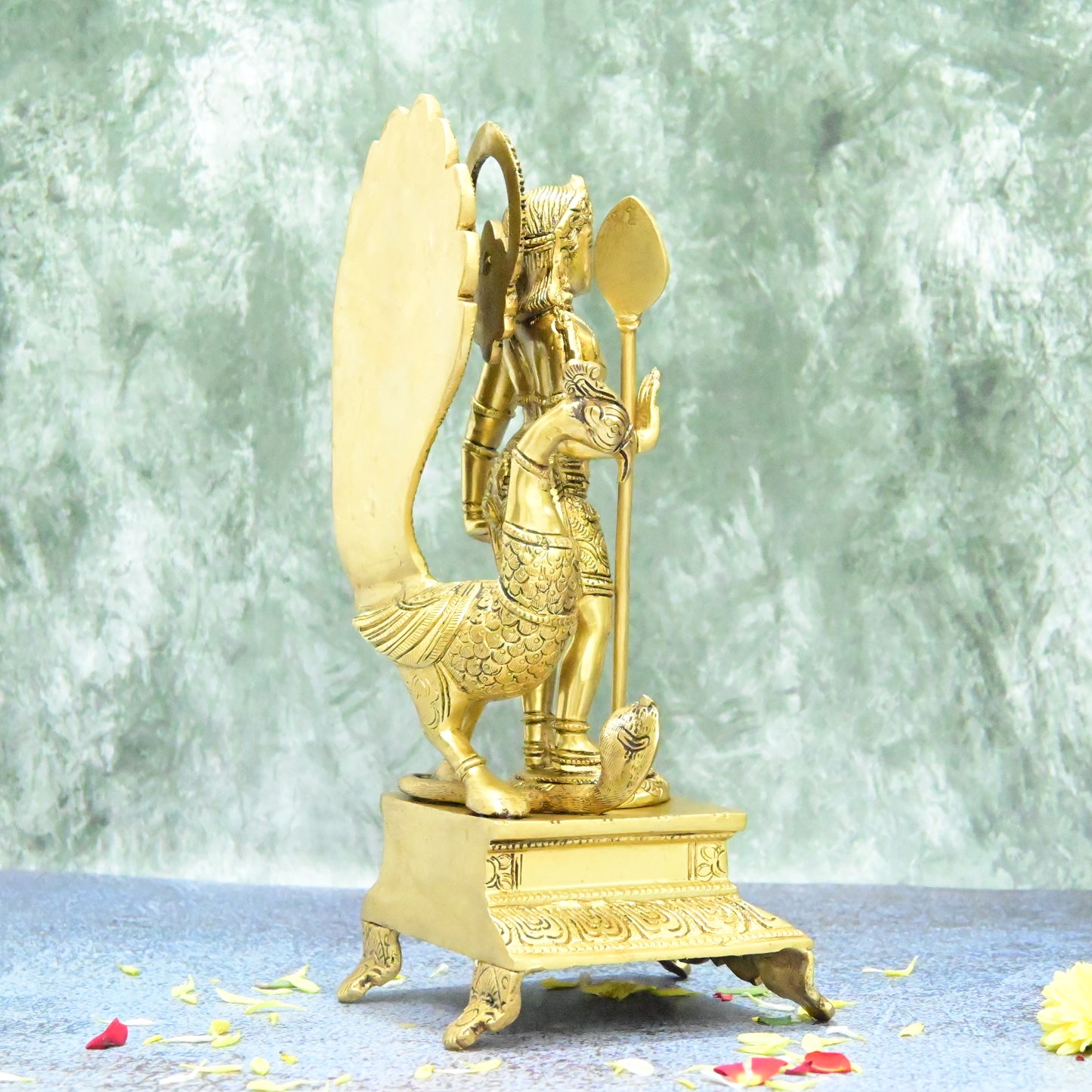 Murugan brass statue big size (12 Inch, 4 Kg) Lord Murugan idol for home decor pooja [Karthikeyan, Kumaraswamy]