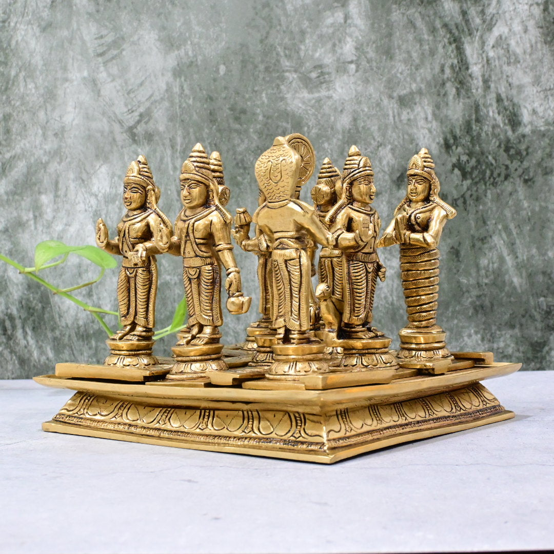 Navagraha brass idols set (6.6 Kg) Navagrah idols set made in brass with base for Home decor Vastu Pooja