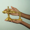 Panch aarti diya with handlebig size (0.9 Kg) Brass Pancha aarathi for pooja (Harathi stand)