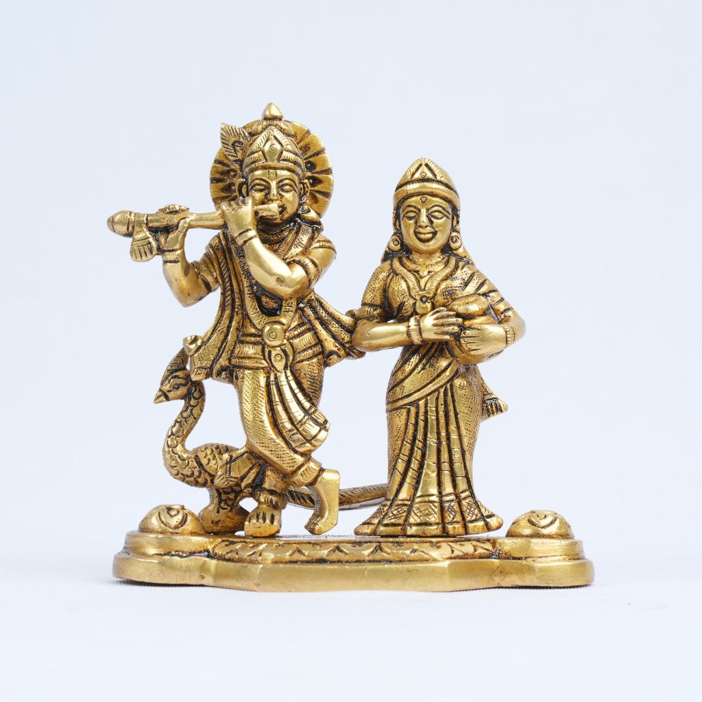 Radha krishna murti small size (4.5 Inch, 0.6 kg) Brass radha krishna idol for puja home decor