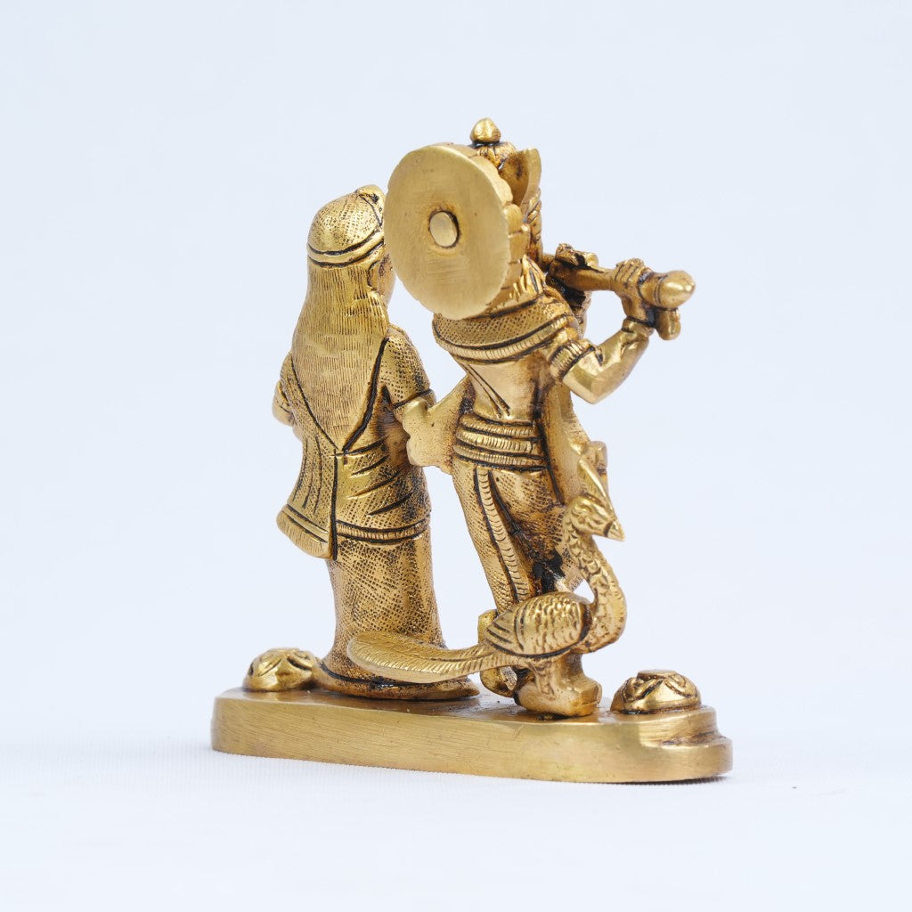 Radha krishna murti small size (4.5 Inch, 0.6 kg) Brass radha krishna idol for puja home decor