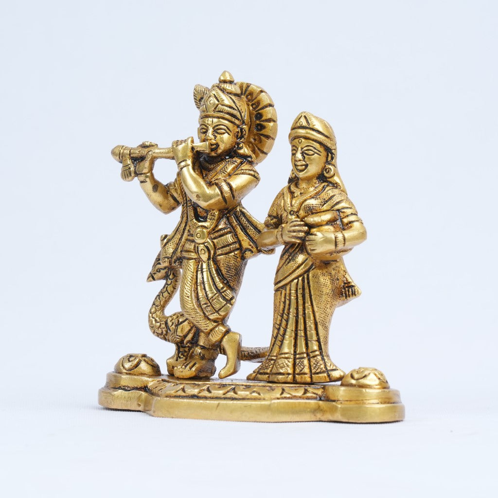 Radha krishna murti small size (4.5 Inch, 0.6 kg) Brass radha krishna idol for puja home decor