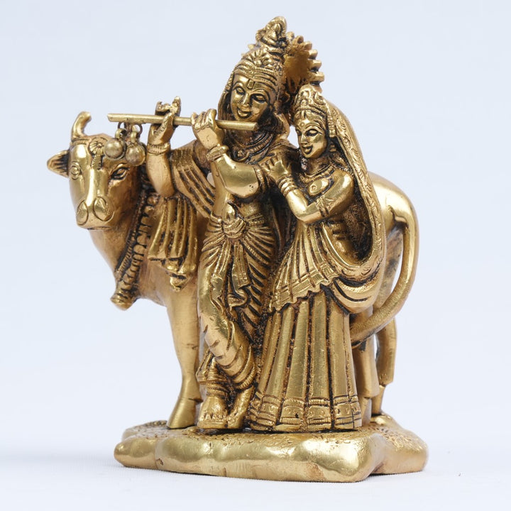 Brass Antique Lord Radha Krishna Idol For Home Pooja Dacor Gift Statue 11
