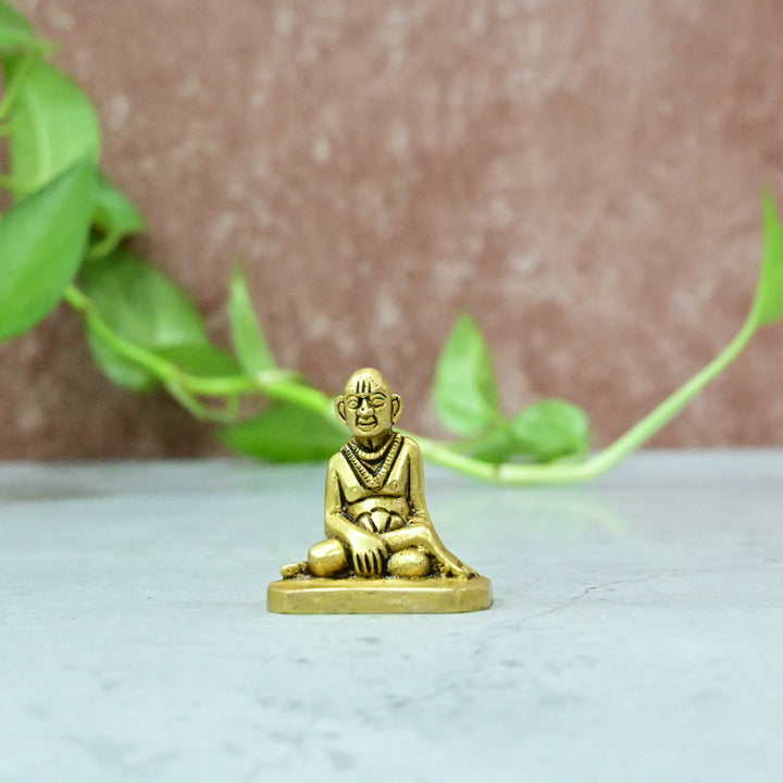 Shree Swami Samartha Brass Murti Small Size (2 Inch) Sri Samarth Statue Idol for Daily Puja Home Office Temple Mandir Pooja Room