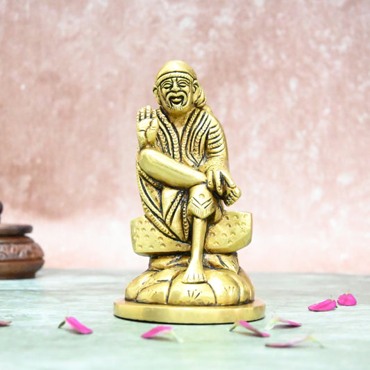 Saibaba idol for pooja room small size (4.5 Inch) Brass Saibaba statue puja home decor