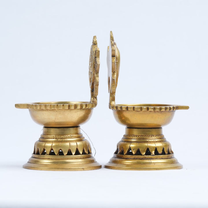 Shanku chakra deepalu brass small size (deepam, 800 grams set) Brass diya puja room