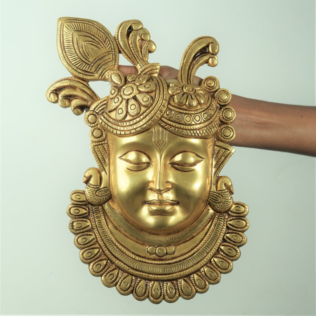 Shrinathji wall hanging brass (10 Inch) Srinath ji hindu god wall decor for home living room